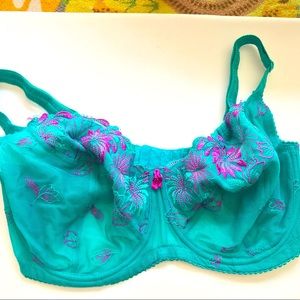 Pour Moi Underwire Lace Bra 32GG Teal & Purple